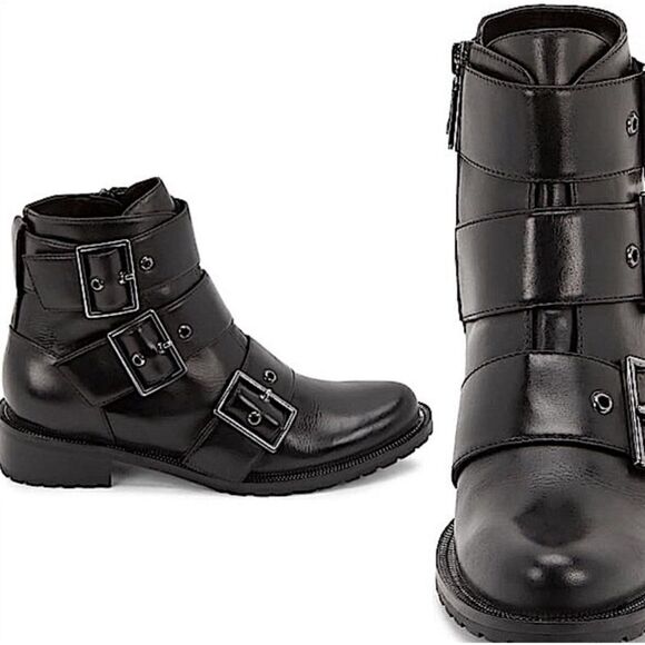 BLONDO “Camila” Buckled Combat Leather Boot Size 10 - Picture 1 of 13